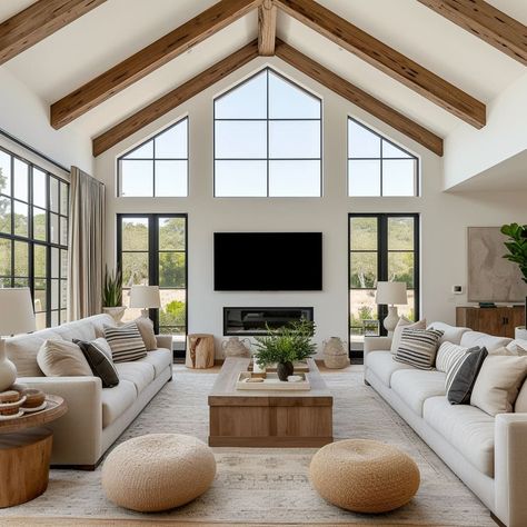 Ruang Tv, Vaulted Ceiling Living Room, Modern Rustic Living Room, Small Barn, Sophisticated Decor, Barndominium Ideas, Rustic Living Room, Dream House Interior, Living Room Decor Apartment