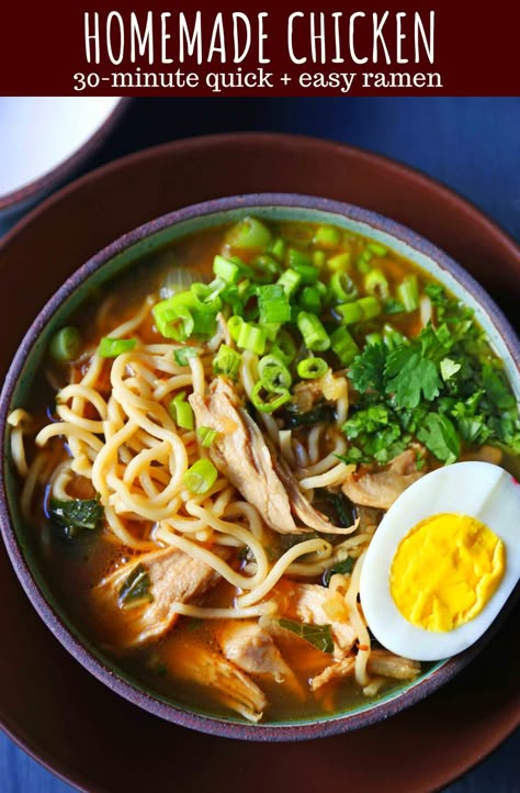 Homemade Chicken Ramen. A filling nutritious soup full of protein, vegetables, and soothing broth. Perfect boost for your immune system! www.modernhoney.com #wellnessyourway @kroger Homemade Chicken Ramen, Ramen Homemade, Ramen Easy, Chicken Ramen Noodle Recipes, Ramen Noodle Recipes Soup, Ramen Soup Recipes, Chicken Ramen Recipe, Ramen Recipes Easy, Ramen Broth