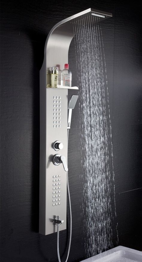 ELLO&ALLO Stainless Steel Rainfall Waterfall Shower Panel Tower Rain Massage System with Jets, Hand Shower and Horizontal Spray Fingerprint-Free, Brushed Nickel - - AmazonSmile Shower Tower Panel, Mini Air Cooler, Room Panel, Best Bathroom Lighting, Shower Tower, Concrete Swimming Pool, Bathroom Shower Panels, Portable Air Cooler, Bathrooms Design