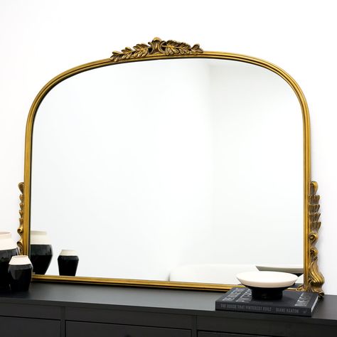 Over Mantle, Arched Window Mirror, Antique Gold Frame, Mirror Side Table, Mantle Mirror, Wavy Mirror, Framed Mirrors, Overmantle Mirror, Mirrored Coffee Tables