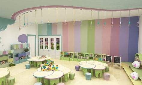 Graduation Kindergarten, Kindergarten Interior, Preschool Designs, Classroom Interior, Preschool Decor, Daycare Decor, School Building Design, Daycare Design, Kids Interior Design