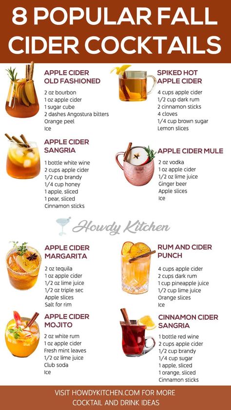 13 Best Fall Cider Cocktails - HowdyKitchen Cider Cocktail Recipes, Fall Cider, Apple Cider Drink, Cider Cocktail, Cider Drinks, Apple Cider Cocktail, Apple Cider Recipe, Fall Cocktails Recipes, Lights For Christmas