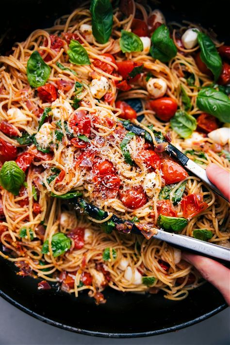 Vegan Caprese Pasta, Pasta With Capers And Tomatoes, Hot Caprese Pasta, Pesto Tomato Mozzarella Pasta, Campari Tomato Pasta, Dishes With Fresh Mozzarella, Pesto Caprese Pasta, Shrimp Caprese Pasta, One Pot Caprese Pasta