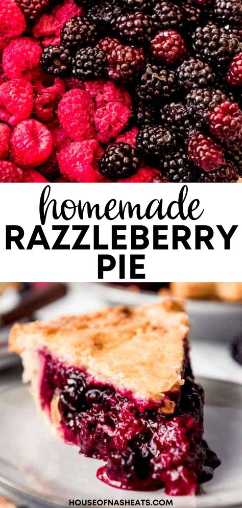 Razzle-Dazzle them with this Razzleberry Pie! Loaded with raspberries and blackberries, and wrapped in a homemade flaky & buttery pie crust, this Razzleberry Pie is such a treat! Use either seasonal fresh berries or frozen and make this pie year-round for all occasions! | razzleberry pie filling | razzleberry pie recipe | razzleberry pie recipe frozen berries | raspberry blackberry pie filling | raspberry blackberry pie recipe | raspberry and blackberry pie | blackberry and raspberry pie Razzle Berry Pie Recipe, Fresh Berry Pie Recipe, Razzleberry Pie Filling, Homemade Raspberry Pie, Fresh Blackberry Pie Recipe, Strawberry Blackberry Pie, Blackberry Filling For Pie, Razzle Berry Pie, Cherry Raspberry Pie