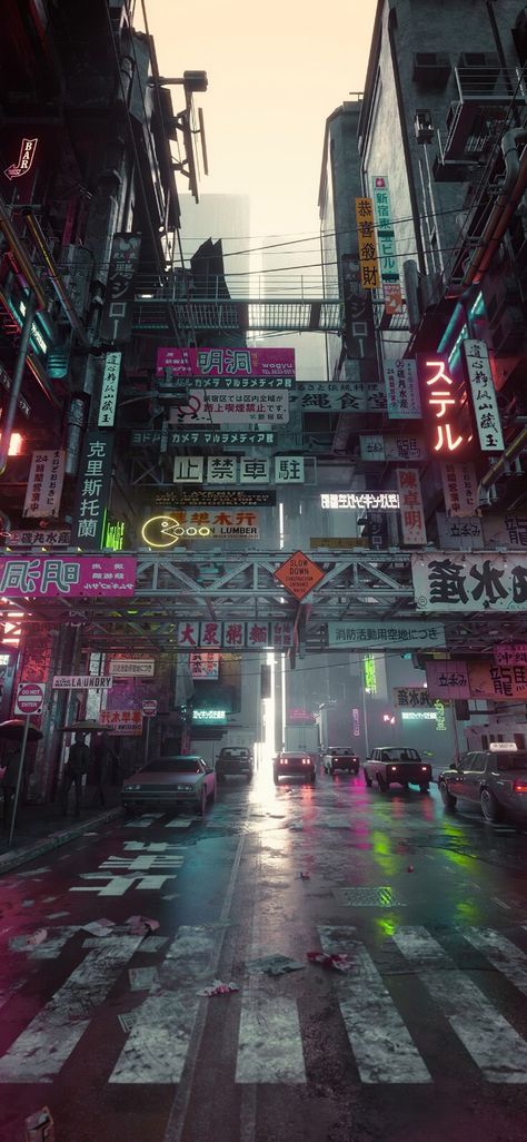 Asian City, Cityscape Wallpaper, Cyberpunk City, Cyberpunk Aesthetic, Futuristic City, Cool Wallpapers Art, City Wallpaper, Cyberpunk Art, Fantasy Art Landscapes