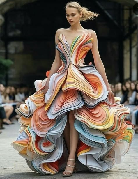 Art or dress? Runway Fashion Couture, Iris Van Herpen, Fantasy Gowns, Futuristic Fashion, Fantasy Dress, Gorgeous Gowns, Fantasy Fashion, Mode Inspiration, Beautiful Gowns