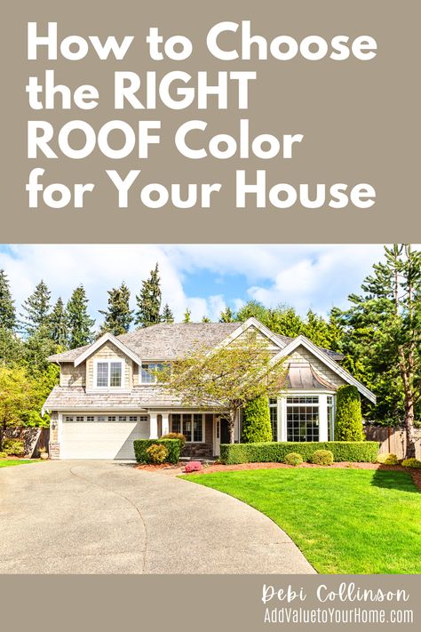 Choosing the right color of roof for your house can be harder than you think.  You choose the right roof color, and it coordinates beautifully with your house exterior. Choose the wrong roof color and it can be a VERY costly mistake and devalue your home.  

#roofcolorshowtochoose
#roofcolorswhite
#roofcolorsbrown
#roofcolorsgray
#roofcolorsblack Pretty Roof Shingles, Roofing Colors How To Choose, Roof Colors For Yellow House, Exterior Roof Colors, Yellow House Roof Color, Roof Color For Cream House, White House Roof Color Ideas, White House Roof Color, Tan House Roof Colors