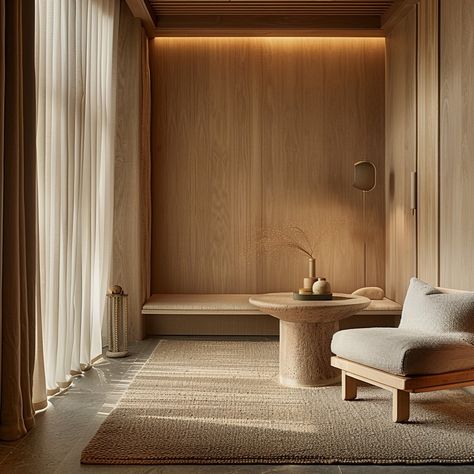 Our spa's calming palette and sustainable materials speak to the soul. #velazquezmcdonnellinteriors #wellnessgoals #spa #ecological #EcologicalDesign #interiordesign #interiordesigner Home Spa Lighting, Spa Reception Ideas, Sauna Lounge Room, Spa Lounge Area, Spa Center Design, Wellness Spa Interior Design, Spa Door, Spa Entrance, Spa Lobby