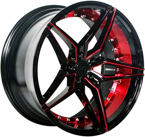 AC Wheels AC01 | Staggered 20 Inch Rims Fits Most Sedans, Coupes, and SUVs - Concave Rim Wheel [HIGH-QUALITY BUILD]: Made of durable aluminum, this set of 4 staggered AC Wheels AC01 rims not only enhances the appearance of your car but is also designed to last. Each rim has a clean gloss black red inner finish which gives it a classy, aggressive look and helps reduce the appearance of dirt, dust, and debris. [LUXURIOUS DESIGN]: Upgrade the look and presence of your car with these intricately 20 Inch Rims, Rims For Sale, Chrome Rims, Rims And Tires, Wheel And Tire Packages, Rims For Cars, Forged Wheels, Aftermarket Wheels, Black Rims