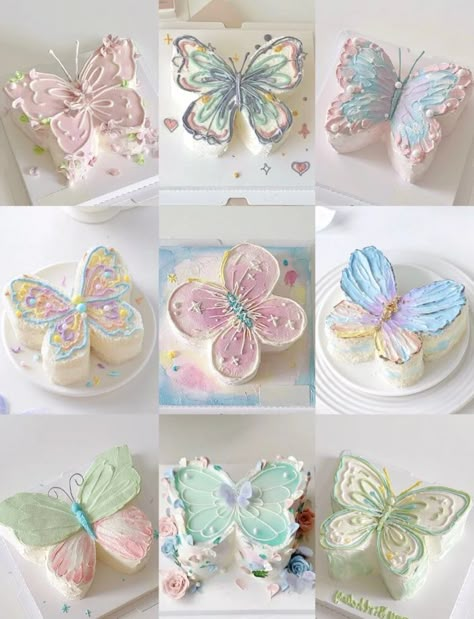 Butterfly Cakes Ideas, Pastel Butterfly Cake, Birthday Cake Butterfly, Butterfly Cake Design, Butterfly Cake Ideas, Butterfly Birthday Cake, Butterfly Cake Decorations, Tårta Design, Butterfly Themed Birthday Party