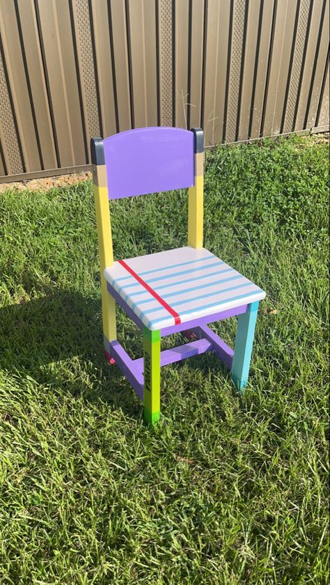 Diy Classroom Chairs, Diy Teacher Chair, Teacher Stools Painted Diy, Painted Classroom Chair, Teacher Rocking Chair Painted Rainbow, Painted Rocking Chairs For Classroom, Teacher Stools, Painted Kids Chairs, Teacher Chairs