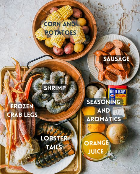 The Best Garlic Butter Seafood Boil Recipe | Sweet Tea + Thyme Low Carb Seafood Boil, Garlic Butter Seafood Boil Recipe, Louisiana Shrimp Boil Seasoning, The Best Seafood Boil, Broil Recipes Seafood, Crayfish Boil Recipe, Smoked Seafood Boil, Shrimp And Crab Boil In Oven, Crabboil Seafood Boil