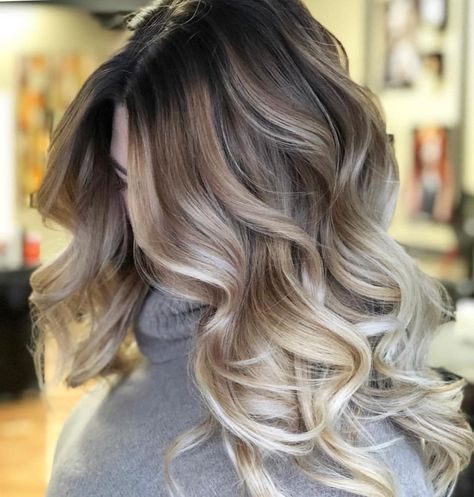 Hello Beautiful  Multiple Sessions of Balayage. Please notice the warm and cool tones. Balayage creates this organic look over time Brunette Platinum Balayage, Tmavý Blond, Blond Cenușiu, Ombre Blond, Ash Blonde Balayage, Cute Hair Colors, Blonde Curly Hair, Balayage Hair Dark, Low Maintenance Hair