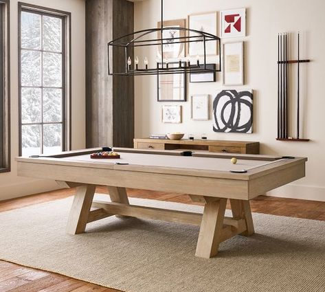 games | Pottery Barn Barn Pool, Pool Table Games, Modern Pool Table, Game Room Tables, Pool Table Room, Pool Room, Game Room Ideas, Table Room, Pool Tables