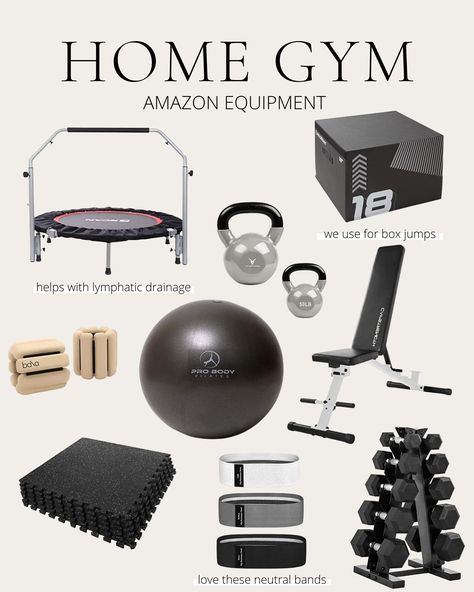 Workout At Home Equipment, Home Gym Weight Rack, At Home Gym Essentials, Home Gym Necessities, Gym Equipment Aesthetic, At Home Weights, Bala Bands, At Home Workout Equipment, Workouts Outfits