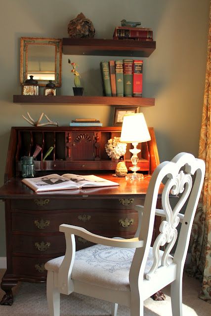 Secretary Desk Decor, Secretary Desk Ideas, Small Vintage Desk, Antique Secretary Desk, Drop Front Desk, Wood Secretary Desk, Antique Secretary Desks, Antique Secretary, Small Bedroom Inspiration