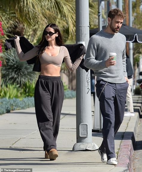 Bachelor Nation's Nick Viall, 42, and his younger fiancée Natalie Joy, 24, spotted out | Daily Mail Online Natalie Joy, Nick Viall, Beige Crop Tops, Atlanta Restaurants, Bachelor Nation, Couple Romance, Black Sweatpants, Boris Johnson, The Duo