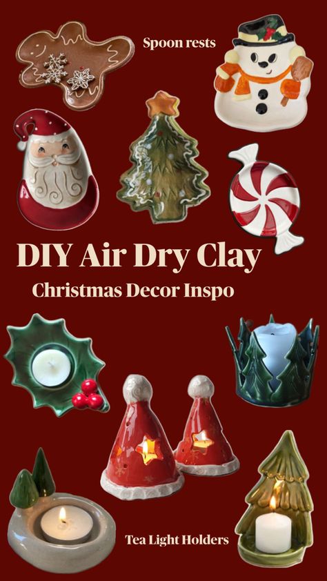 DIY Air Dry Clay Christmas Decor/ Craft Inspo - Vinatge Ceramic Inspired DIY Decor Inspo Background, Christmas Decor Craft, Air Dry Clay Christmas, Clay Christmas Decorations, Diy Air Dry Clay, Clay Christmas, Air Dry Clay Projects, Noel Diy, Clay Diy Projects