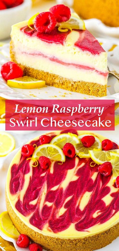 Cheesecakes For Easter, The Perfect Cheesecake, Lemon Raspberry Cheesecake, Lemon And Raspberry, Raspberry Swirl Cheesecake, Cheesecake Cake Recipes, Perfect Cheesecake, Apartment Meals, Swirl Cheesecake