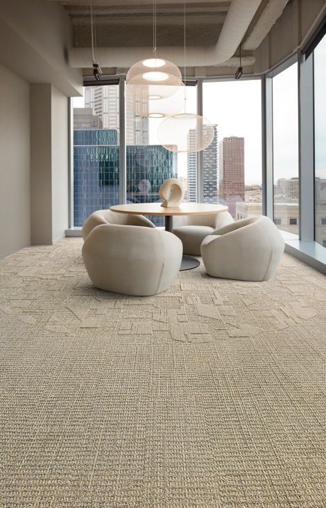 E612: Etched & Threaded Collection Carpet Tile by Interface Apartment Common Area, Bread Factory, Interface Carpet, Co Working Office, Carpet Tiles Office, Working Office, Warehouse Office, Texture Carpet, Materials And Structures