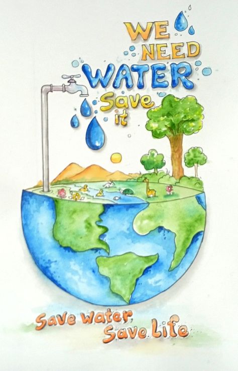 Water Conservation Poster Ideas For Competition, Poster On Save Water, Water Conservation Poster, Save Environment Posters, Water Conservation Projects, Save Water Drawing, تلوث المياه, Save Earth Posters, Save Water Poster Drawing