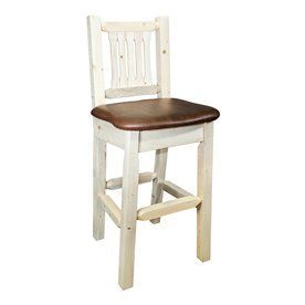 Montana Woodworks Homestead Rustic Natural Bar Stool Mwhcbswnrsadd Rustic Bar Stools, Timber Frame Barn, Rustic Bar, American Frontier, 30 Bar Stools, Bar Stools With Backs, Rustic Dining Room, Timber Frame Homes, Stools With Backs