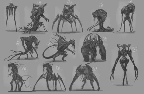 ArtStation - Squid-face Kaiju, Joshua Carrenca Squid Alien, Squid Alien Concept Art, Aquatic Monster Concept Art, Fantasy Tentacle Creature, Tentacle Monster Creature, Octopus Monster Concept Art, Beast Creature, Alien Design, Alien Creatures