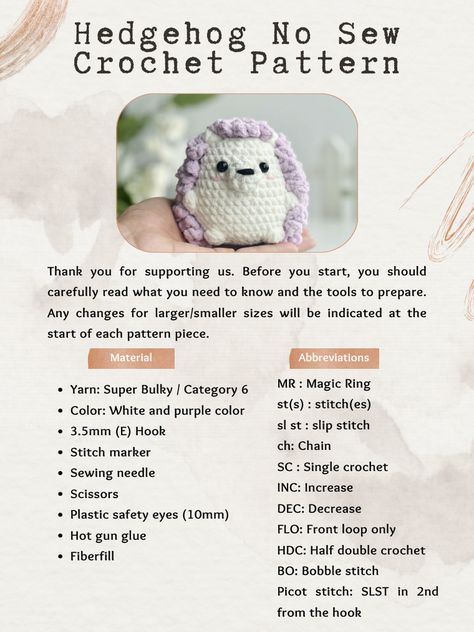 Mini Elephant Amigurumi Free Pattern, Crochet Amigurumi White Yarn, Crochet Pattern Making, Crochet Amigurumi Free Patterns Hedgehog, Hedgehog Plush Pattern, Crochet Patterns Hedgehog, Crochet Mini Hedgehog Free Pattern, Porcupine Crochet Pattern, Easy Crochet Hedgehog Free Pattern