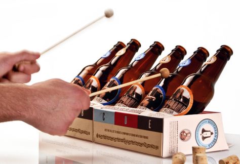 DIY xylophone made from beer bottles...hahaha this has got to be something we all try! :D Music Instruments Diy, Beautiful Packaging Design, Homemade Musical Instruments, Homemade Instruments, Diy Instruments, Diy Drinks, Diy Musical Instruments, Beer Bottles, Beer Packaging