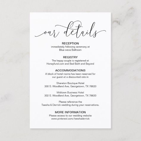 Beautiful Our Wedding Details, Black ink Enclosure Card #Ad , #ad, #Black#ink#Enclosure#Details Elegant Font Pairings, Desert Wedding Theme, Best Wedding Fonts, Rustic Wedding Details, Wedding Invitation Fonts, Wedding Announcement Cards, Invitation Fonts, Elegant Script Fonts, Wedding Details Card