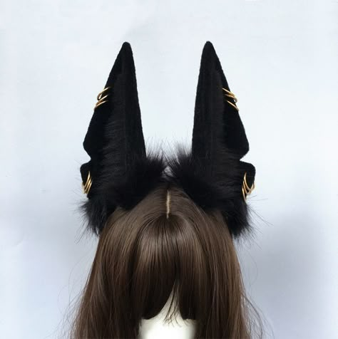 Black Wolf Ears And Tail, Anubis Ears, Anubis Cosplay, Wolf Ears And Tail, Wolf Cosplay, Wolf Ears, Fox Ears, Ear Earrings, Black Wolf