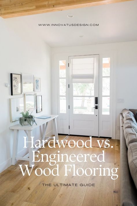 Struggling to decide on which type of flooring you need? Explore Hardwood versus Engineered Wood Flooring in this comprehensive guide! Flooring guide for homeowners. #flooringideas #flooring #hardwoodflooring #woodfloors #woodflooring #engineeredwoodfloor #engineeredwood #flooringinspo #flooringgoals #oakflooring #whiteoakfloor Hardwood Vs Engineered Wood, Engendered Hardwood Floors, White Oak Engineered Hardwood Floors, Hardwood Floors In Kitchen, Type Of Flooring, Oak Engineered Hardwood, Engineered Wood Flooring, White Oak Floors, Similarities And Differences