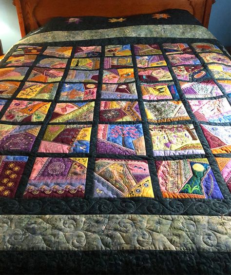 Going Crazy: Arranging Crazy Quilt Blocks - Embroidery Tips and Blog Quilt By Hand, Crazy Quilt Templates, Crazy Quilt Tutorials, Crazy Patchwork Quilt, Making A Quilt, Baby Series, Crazy Quilts Patterns, Crumb Quilt, Crazy Quilt Stitches