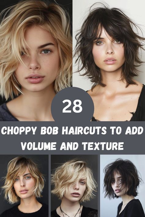 Want to add some edge to your look? These 28 choppy bob haircuts are perfect for creating volume and texture. Featuring playful layers and tousled finishes, each style offers a modern twist on the classic bob. Discover how to style and maintain these looks for a fresh and vibrant appearance. Shirt Choppy Hair, Shaggy Bob Chin Length, Choppy Bob Thick Hair, Choppy Bob Hairstyles 2024, How To Cut A Layered Bob, Texture Bob Haircut, Flicky Bob, Choppy Short Bob, Choppy Blonde Bob