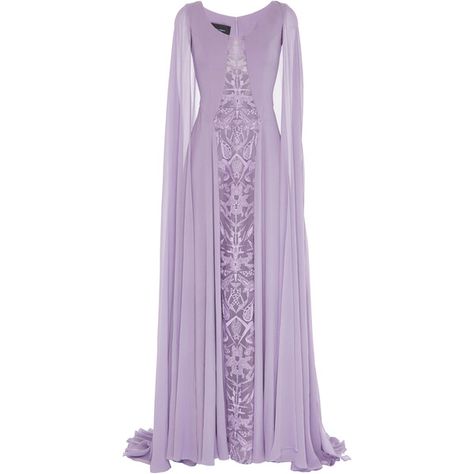 Georges Hobeika Draped Sleeves And Cape Dress (16 505 PLN) ❤ liked on Polyvore featuring dresses, gowns, long dresses, purple, lace up dress, draped dress, purple dresses, long purple dress and sleeve evening dress Purple Cape Dress, Purple Dress With Sleeves, Purple Fantasy Dress, Purple Evening Gown, Purple Evening Gowns, Lace Front Dress, Purple Evening Dress, Evening Gowns With Sleeves, Draped Sleeves