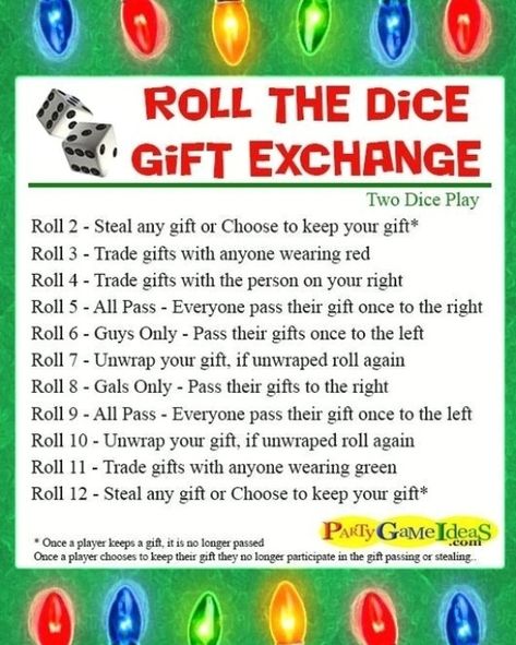 Dice Gift Exchange, Chinese Gift Exchange, Holiday Gift Exchange Games, Cousins Christmas, Christmas Party Games For Groups, Fun Christmas Party Ideas, Christmas Party Ideas For Teens, Christmas Gift Games, Holiday Gift Exchange