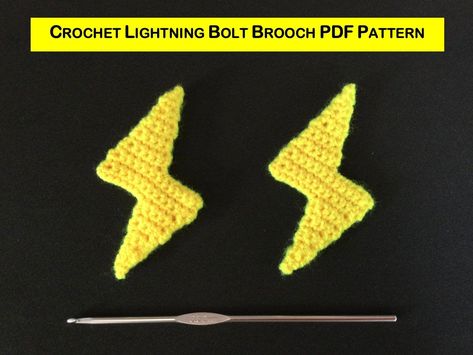 Crochet Lightning Bolt Brooch Pattern Crochet Lightning Bolt, Funky Crochet, Brooch Pattern, Crochet Parrot, Intermediate Knitting Patterns, Advanced Knitting, Crochet Brooch, Beginner Knitting Patterns, Crochet Terms