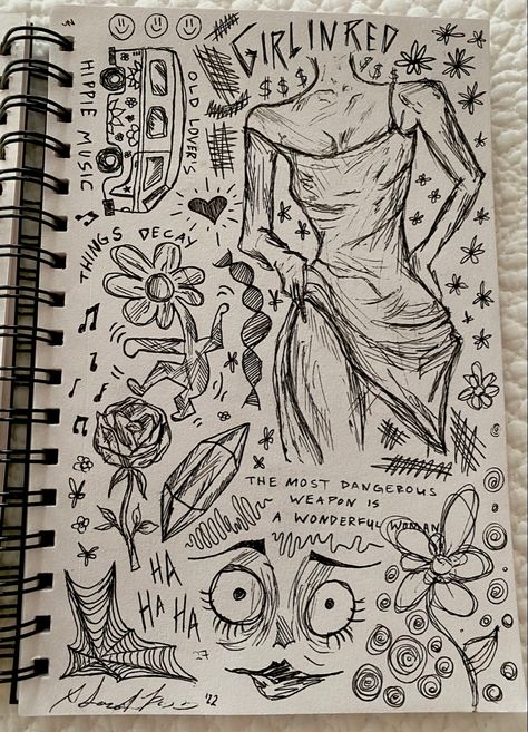 Doodle Drawings When Bored, Doodle Drawings Notebooks, Random Doodle Sketches, Aesthetic Sketch Doodles, Random Notebook Sketches, Doodle Pages Aesthetic, Doodle Pages Sketchbooks Aesthetic, Drawings To Fill A Page, Things To Draw On The Front Of A Sketch Book