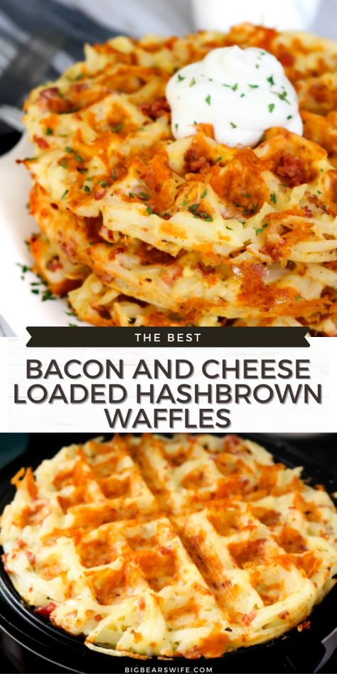 Bacon Potato Cheese Waffles, Waffle Iron Hashbrown Recipes, Mini Bundt Cake Maker Ideas, Bacon Egg And Cheese Pastry Pioneer Woman, Things To Do With Hashbrowns, Hashbrown Chaffle Recipes, Hashbrown Lunch Ideas, Waffles With Bacon, Keto With Waffle Maker