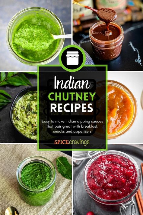 Collection of popular Indian chutney recipes that are easy to make and pair great with Indian breakfast, snacks, appetizers and meals. Spicy Chutney Recipes Indian, Chutneys Recipes Indian, Indian Chutney Recipes, Indian Beef Recipes, Indian Chutney, Indian Sauces, Cravings Recipes, Sauces Recipes, Vegan Indian Recipes