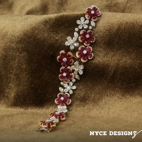 A Symphony of White and Red Diamonds in a Stunning Bracelet💎✨ Call/WhatsApp Us On +919911411512 To Get the Best Deals On Diamond Jewellery💎💎💎 Tag Family And Friends Who Would Love To Have This Stunning Bracelet Set💎 Express your valuable love towards us and continue following us for the latest news! #NyceDesignz #wristjewelry #diamondbracelet #diamond💎 Latest Diamond Bracelet Designs, Cocktail Jewellery, Ruby Bracelets, 2024 Jewelry, Red Diamonds, Wedding Jewellery Designs, Ruby Bangles, Bridal Diamond Necklace, Indian Wedding Jewelry Sets