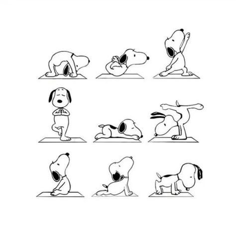 Aesthetic Snoopy, Puppy Yoga, Yoga Aesthetic, Sketches Pencil, Pink Pilates, Yoga Exercises, Pilates Princess, Pilates Yoga, Mindful Eating