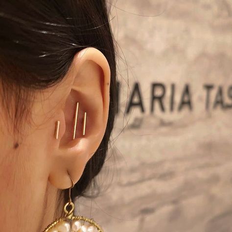 Double Conch, Stacked Lobe, Triple Lobe, Maria Tash Earrings, Opal Belly Ring, Piercing Inspiration, Bar Earring, Inspirational Tattoo, Pregnancy Belly Rings