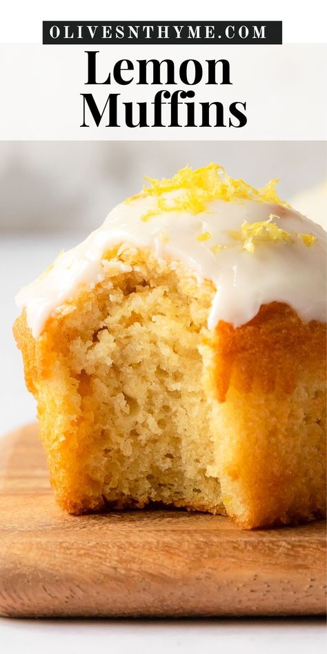 These lemon muffins are light, fluffy, incredibly moist and are bursting with fresh lemon flavor. They’re bakery style muffins with beautiful tall, domed tops covered in a bright and tart lemon glaze . Lemon Drizzle Muffins, Lemon Curd Muffins, Cupcakes Piping, Lemon Muffin Recipes, Mini Pumpkin Muffins, Pistachio Muffins, Poke Cake Lemon, Moist Lemon Cake, Bakery Style Muffins