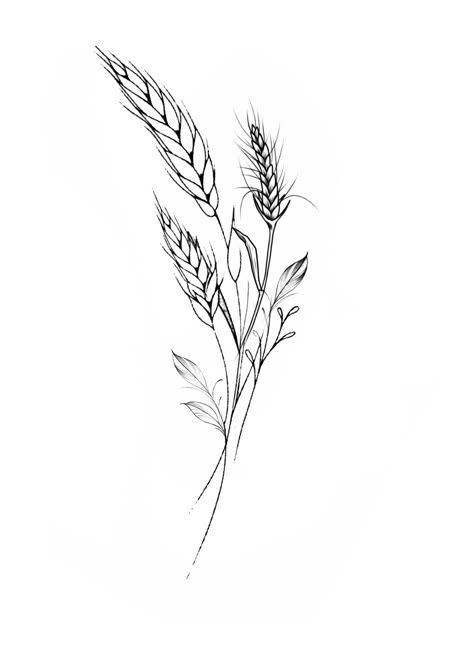 Wheat Bouquet Tattoo, Wheat Grass Tattoo, Reed Tattoo Design, Sweet Grass Tattoo, Wheat Tattoos For Women, Black And White Ink Tattoos, Tumbleweed Tattoo, Side Leg Tattoo, Wheat Drawing