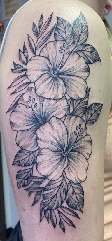 Rib Tattoos For Women, Hibiscus Tattoo, Purple Hibiscus, Thigh Tattoos, Thigh Tattoos Women, Tattoos Women, Rib Tattoo, Tattoos And Body Art, Tattoo Design Drawings