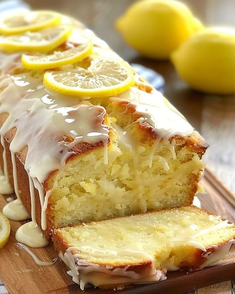 optimal recipes | 💛😋 Heavenly Easy Lemon Glaze Cake  | Facebook Easy Lemon Glaze, Lemon Glaze Cake, Glaze Cake, Lemon Loaf Cake, Cream Cheese Pound Cake, Lemon Loaf, Leftover Cake, Lemon Glaze, Dessert Salads