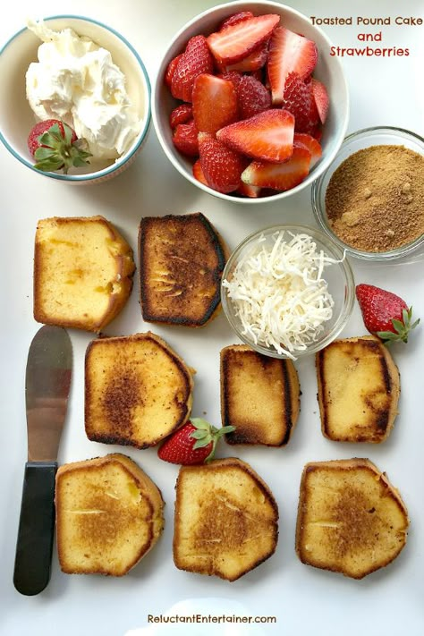 Toasted Pound Cake and Strawberries Eat Dessert First, Yummy Sweets, Strawberry Recipes, How Sweet Eats, Best Dessert Recipes, Coconut Sugar, Vanilla Ice, Eat Dessert, Sweets Desserts