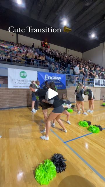 306K views · 31K likes | Cullman High Cheer on Instagram: "Stunting around before the Elite 8 game! 💚📣🖤💛 #cutestunt #stunttransitions #highschoolcheerleading" Simple Cheer Stunts High Schools, How To Base In Cheer, Junior High Cheer Stunts, Easy Stunts Cheerleading, 3 Person Stunts Easy, Level 1 Cheer Stunts, Middle School Cheer Stunts, Youth Cheer Stunts, Easy Cheer Stunts For Beginners