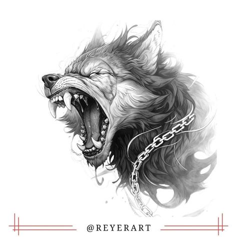 Roman Wolf Tattoo, Nordic Wolf Tattoo, Fenrir Mythology, Fenrir Drawing, Angry Wolf Tattoo Design, Viking Wolf Tattoo Design, Wolf Portrait Tattoo, Realistic Wolf Tattoo Design, Nordic Mythology Tattoo